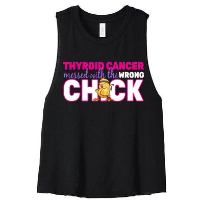 Thyroid Cancer Mess With The Wrong Chick Women's Racerback Cropped Tank