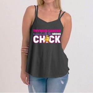 Thyroid Cancer Mess With The Wrong Chick Women's Strappy Tank