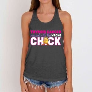 Thyroid Cancer Mess With The Wrong Chick Women's Knotted Racerback Tank