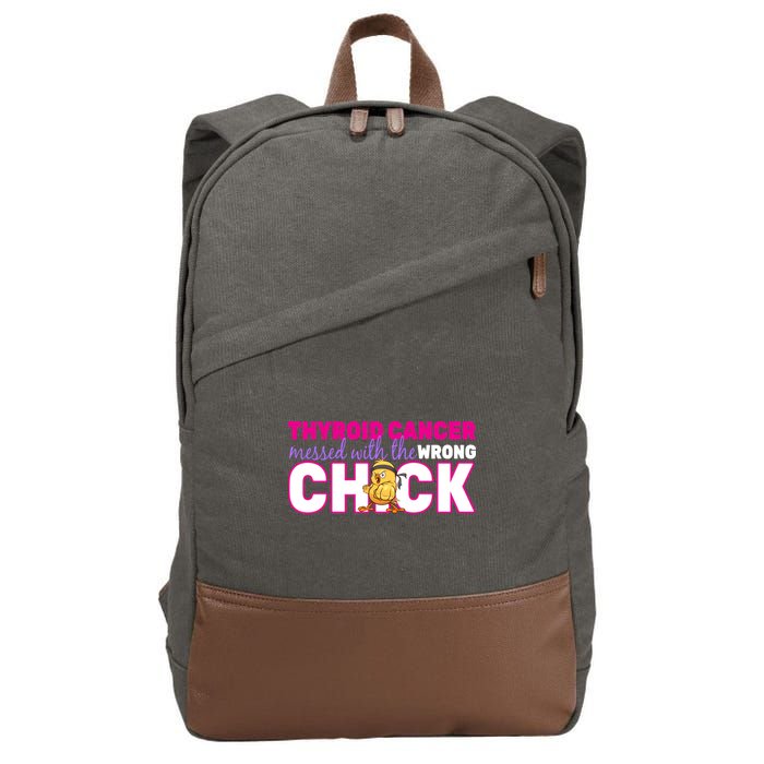 Thyroid Cancer Mess With The Wrong Chick Cotton Canvas Backpack