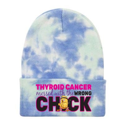 Thyroid Cancer Mess With The Wrong Chick Tie Dye 12in Knit Beanie