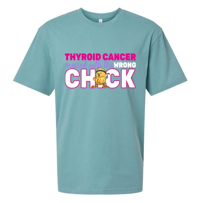 Thyroid Cancer Mess With The Wrong Chick Sueded Cloud Jersey T-Shirt