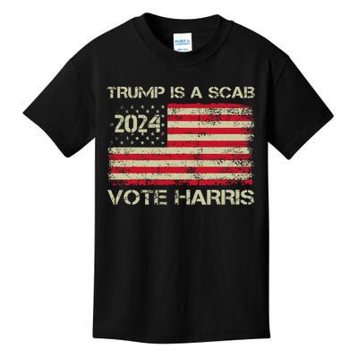 Trump Is A Scab Vote Harris Waltz 2024 New Way Move Forward Kids T-Shirt