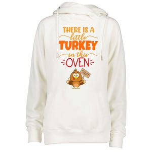 There Is A Little Turkey In This Oven Pregnancy Womens Funnel Neck Pullover Hood