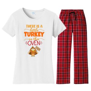 There Is A Little Turkey In This Oven Pregnancy Women's Flannel Pajama Set