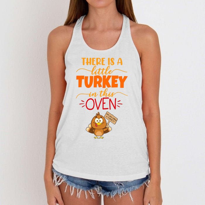 There Is A Little Turkey In This Oven Pregnancy Women's Knotted Racerback Tank