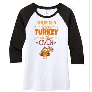 There Is A Little Turkey In This Oven Pregnancy Women's Tri-Blend 3/4-Sleeve Raglan Shirt