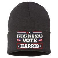 Trump Is A Scab Vote Kamala Harris 2024 Sustainable Knit Beanie