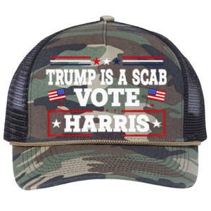 Trump Is A Scab Vote Kamala Harris 2024 Retro Rope Trucker Hat Cap