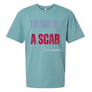 Trump Is A Scab Vote Harris Walz 2024 Sueded Cloud Jersey T-Shirt