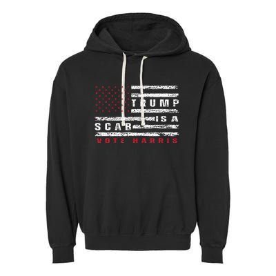 Trump Is A Scab Vote Harris Walz 2024 Kamala American Flag Garment-Dyed Fleece Hoodie