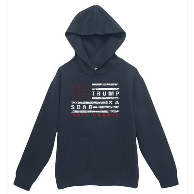 Trump Is A Scab Vote Harris Walz 2024 Kamala American Flag Urban Pullover Hoodie