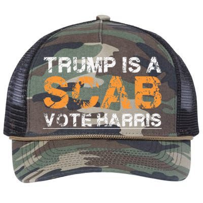 Trump Is A Scab Vote Harris Retro Rope Trucker Hat Cap