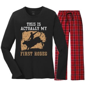 This Is Actually My First Rodeo Bull Rider Bull Riding Women's Long Sleeve Flannel Pajama Set 