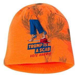 Trump Is A Scab Vote Kamala Harris 2024 Kati - Camo Knit Beanie