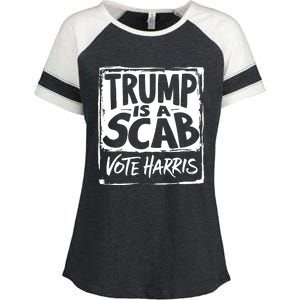 Trump Is A Scab Vote Harris Enza Ladies Jersey Colorblock Tee