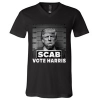 Trump Is A Scab Vote Kamala Harris 2024 V-Neck T-Shirt