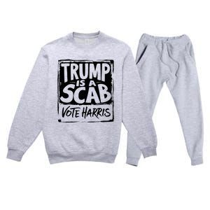 Trump Is A Scab Vote Harris Premium Crewneck Sweatsuit Set