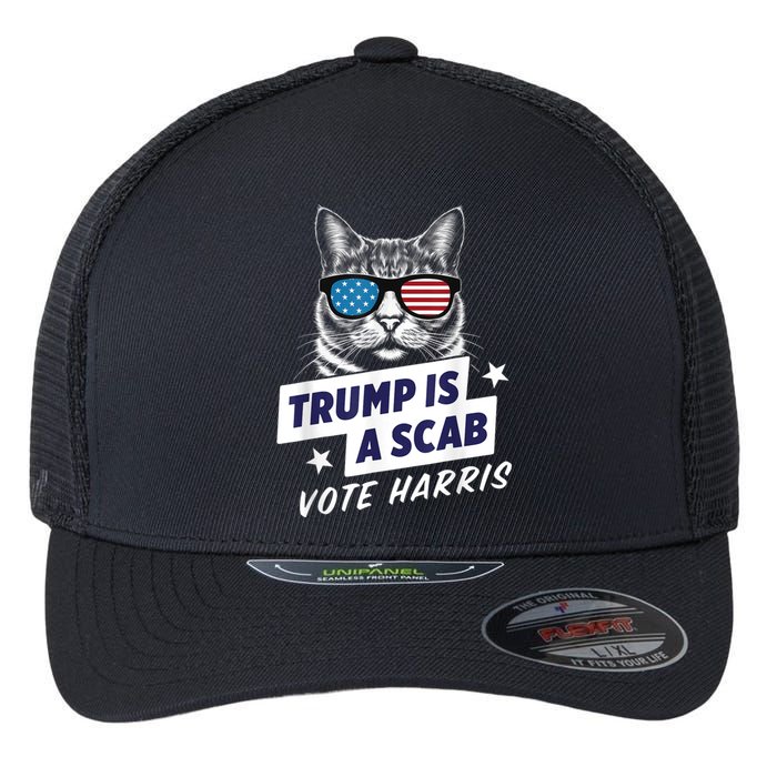 Trump Is A Scab Vote Kamala Harris 2024 Flexfit Unipanel Trucker Cap