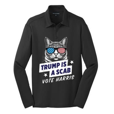 Trump Is A Scab Vote Kamala Harris 2024 Silk Touch Performance Long Sleeve Polo