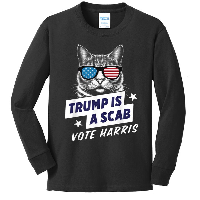 Trump Is A Scab Vote Kamala Harris 2024 Kids Long Sleeve Shirt