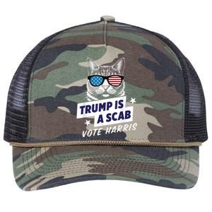 Trump Is A Scab Vote Kamala Harris 2024 Retro Rope Trucker Hat Cap