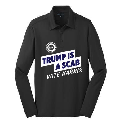 Trump Is A Scab Vote Harris 2024 Silk Touch Performance Long Sleeve Polo