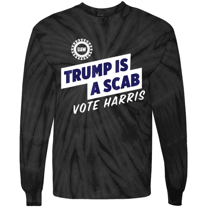 Trump Is A Scab Vote Harris 2024 Tie-Dye Long Sleeve Shirt