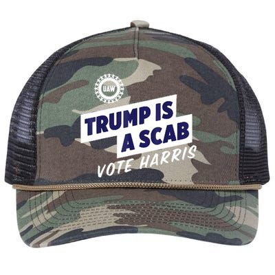 Trump Is A Scab Vote Harris 2024 Retro Rope Trucker Hat Cap