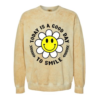 Today Is A Good Day To Smile Yellow Smiley Face Colorblast Crewneck Sweatshirt