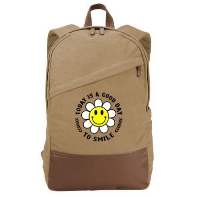 Today Is A Good Day To Smile Yellow Smiley Face Cotton Canvas Backpack