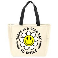 Today Is A Good Day To Smile Yellow Smiley Face Zip Tote Bag