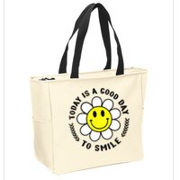 Today Is A Good Day To Smile Yellow Smiley Face Zip Tote Bag