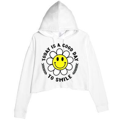 Today Is A Good Day To Smile Yellow Smiley Face Crop Fleece Hoodie
