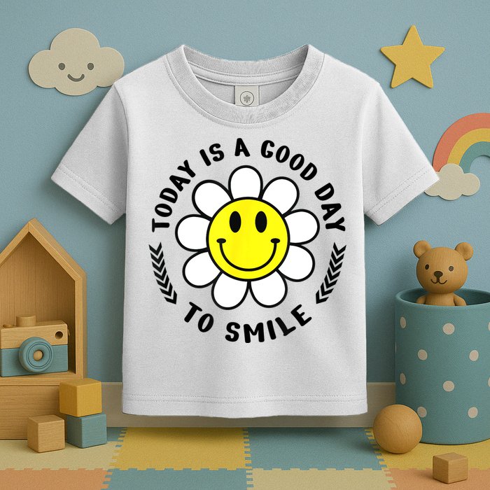 Today Is A Good Day To Smile Yellow Smiley Face Toddler T-Shirt