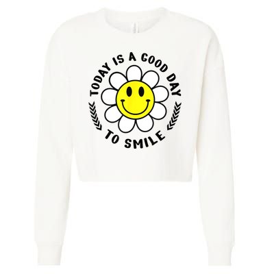Today Is A Good Day To Smile Yellow Smiley Face Cropped Pullover Crew