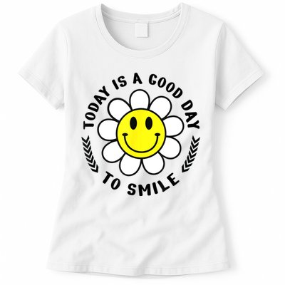 Today Is A Good Day To Smile Yellow Smiley Face Womens T-Shirt