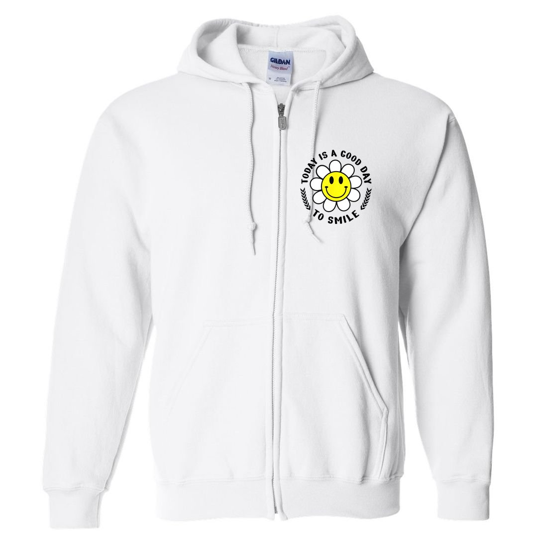 Today Is A Good Day To Smile Yellow Smiley Face Full Zip Hoodie