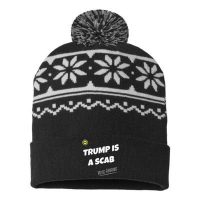 Trump Is A Scab Vote Kamala Harris Funny Uaw Union Premium USA-Made Snowflake Beanie