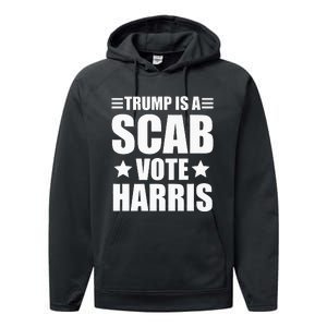 Trump Is A Scab Vote Harris Premium Performance Fleece Hoodie