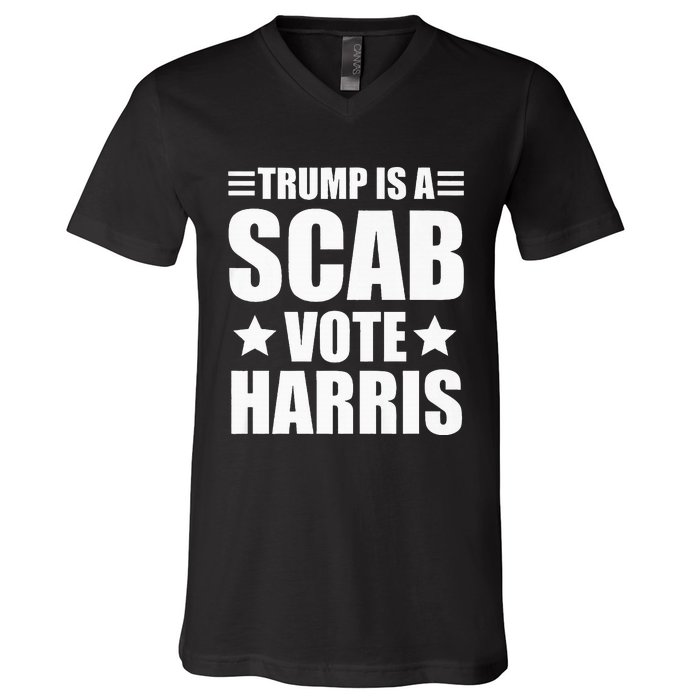 Trump Is A Scab Vote Harris Premium V-Neck T-Shirt