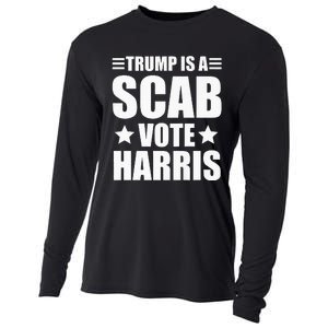 Trump Is A Scab Vote Harris Premium Cooling Performance Long Sleeve Crew