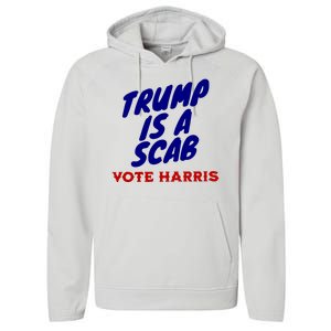 Trump Is A Scab Vote Harris Funny 2024 Performance Fleece Hoodie