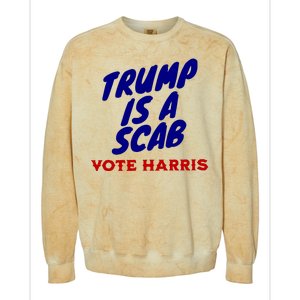 Trump Is A Scab Vote Harris Funny 2024 Colorblast Crewneck Sweatshirt