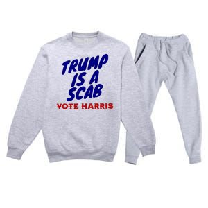 Trump Is A Scab Vote Harris Funny 2024 Premium Crewneck Sweatsuit Set