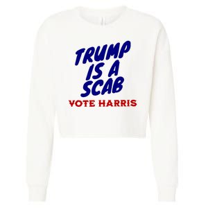 Trump Is A Scab Vote Harris Funny 2024 Cropped Pullover Crew