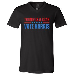 Trump Is A Scab Vote Kamala Harris 2024 V-Neck T-Shirt