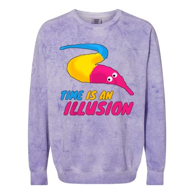 Time Is An Illusion Magic Worm Colorblast Crewneck Sweatshirt