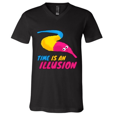 Time Is An Illusion Magic Worm V-Neck T-Shirt