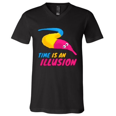 Time Is An Illusion Magic Worm V-Neck T-Shirt